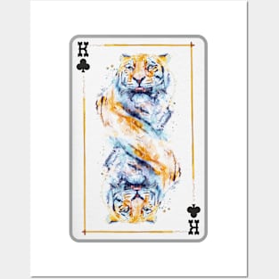Tiger Head King of Clubs Playing Card Posters and Art